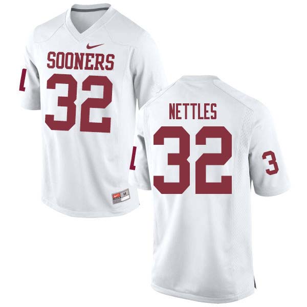 Men #32 Caleb Nettles Oklahoma Sooners College Football Jerseys Sale-White - Click Image to Close